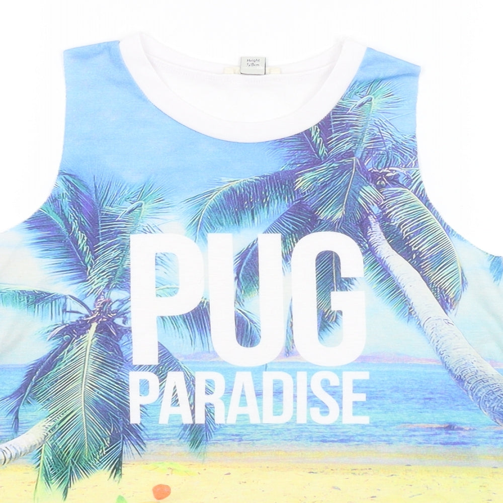 River Island Girls White   Basic Tank Size 7-8 Years  - Pug Paradise