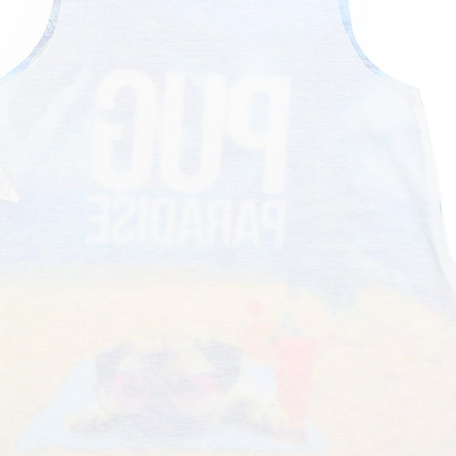 River Island Girls White   Basic Tank Size 7-8 Years  - Pug Paradise
