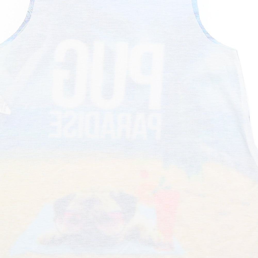 River Island Girls White   Basic Tank Size 7-8 Years  - Pug Paradise