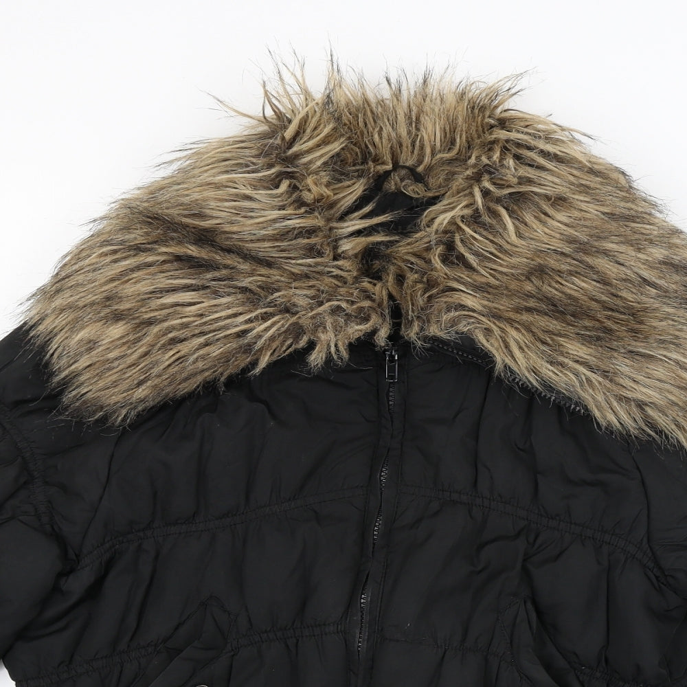Denim Co Womens Black   Parka Coat Size 16