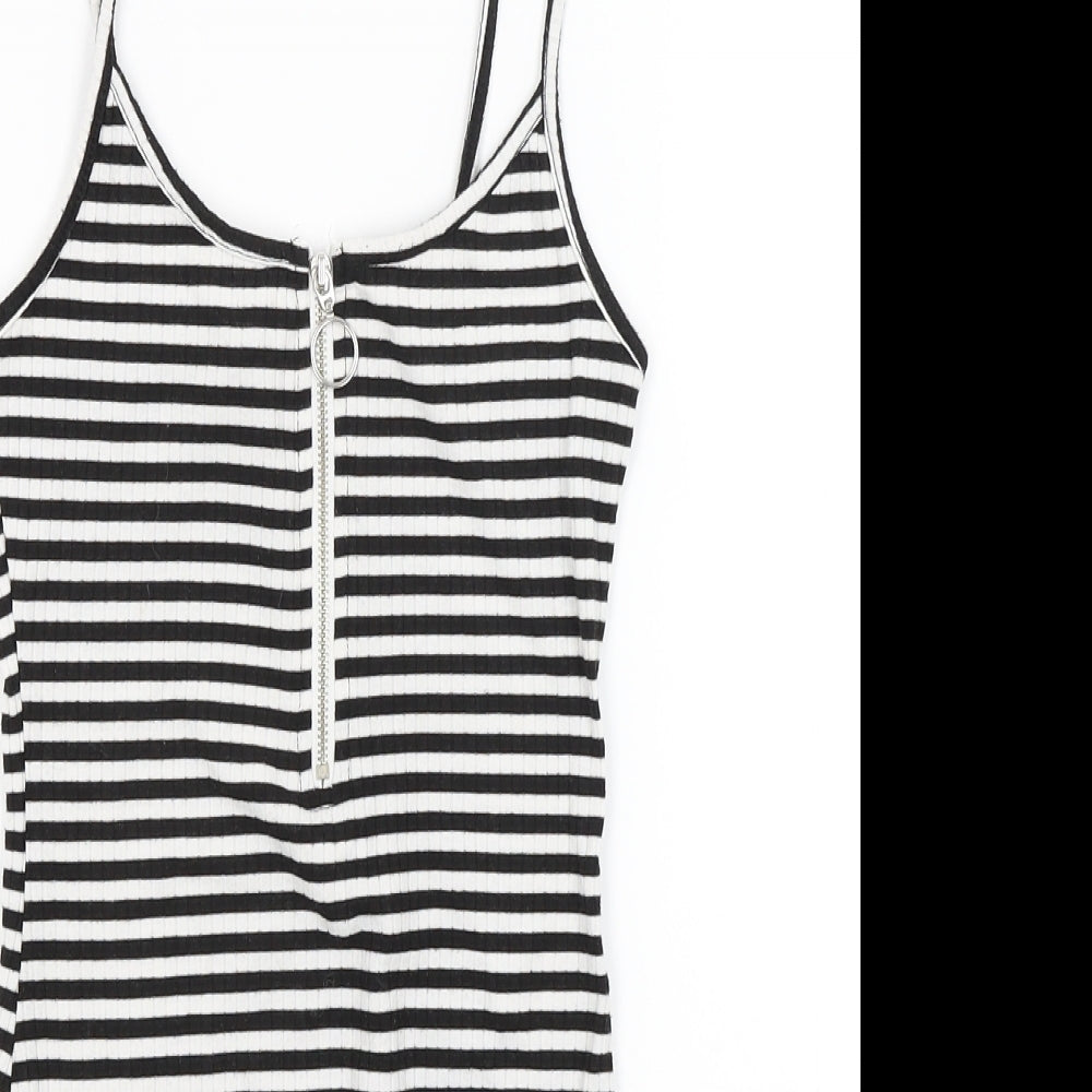 Primark Womens Black Striped  Bodysuit One-Piece Size 6