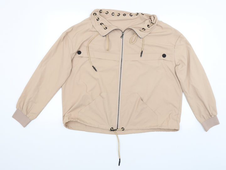 Nu Womens Beige Rain Coat Coat Size M