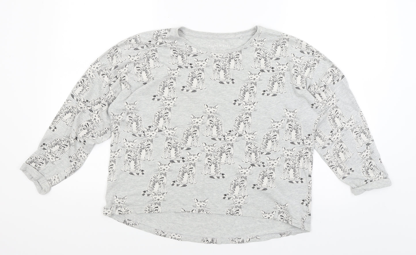NEXT Girls Grey Solid  Top Pyjama Top Size 12 Years  - Cats