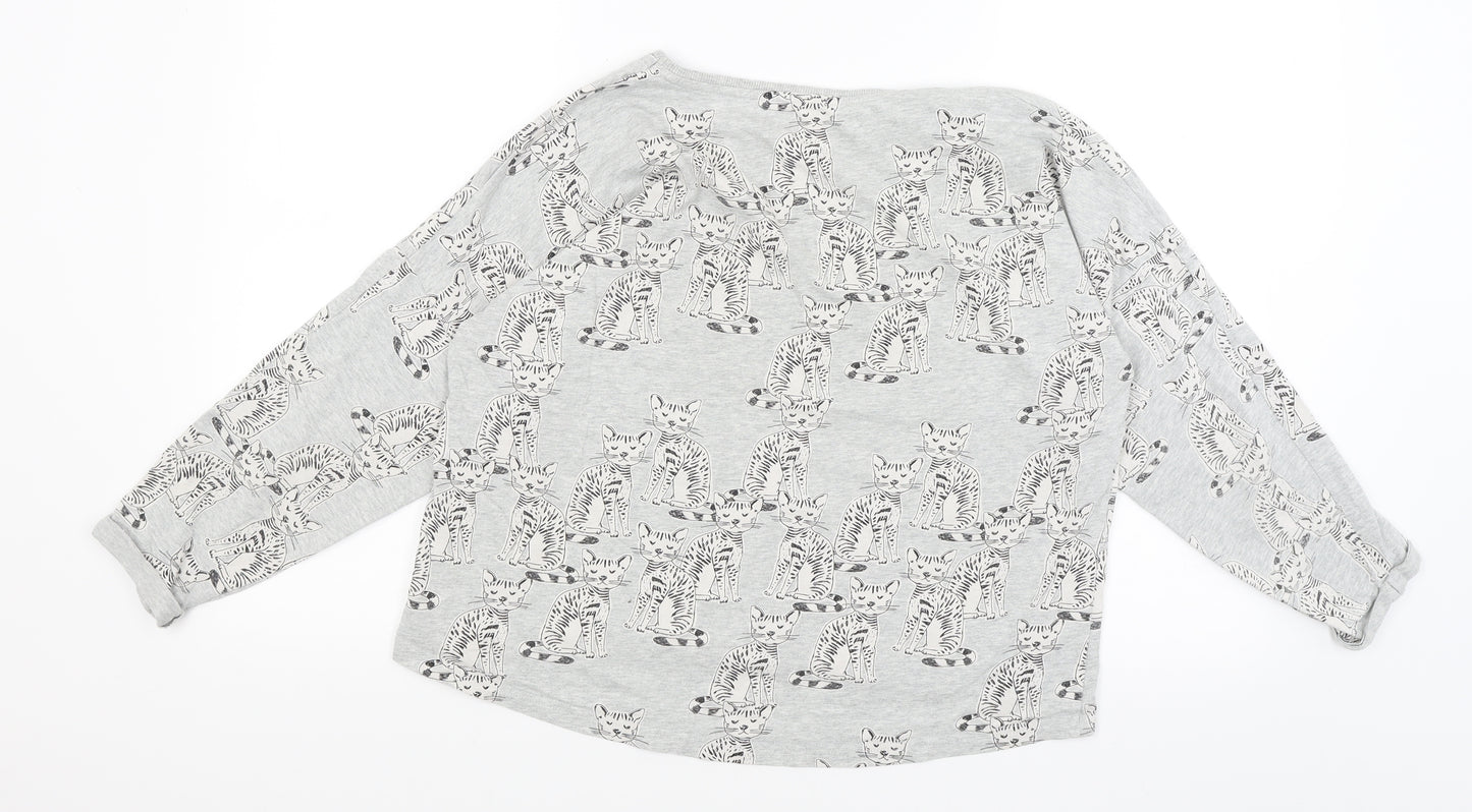 NEXT Girls Grey Solid  Top Pyjama Top Size 12 Years  - Cats