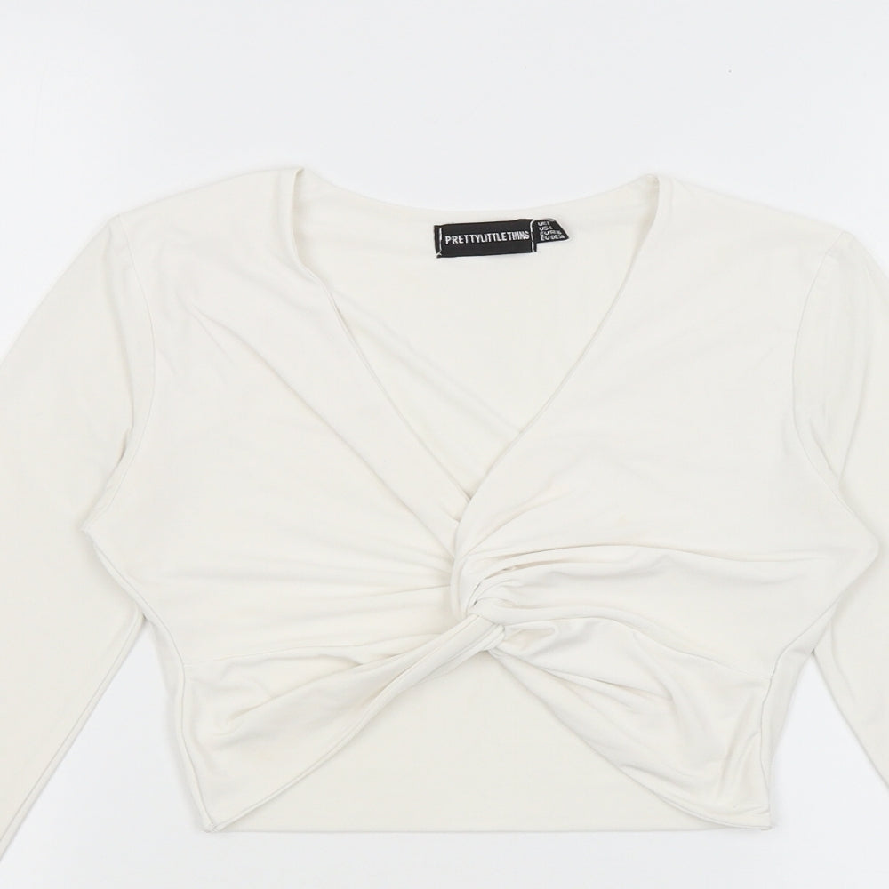 Pretty Little Thing Womens White   Basic T-Shirt Size 8