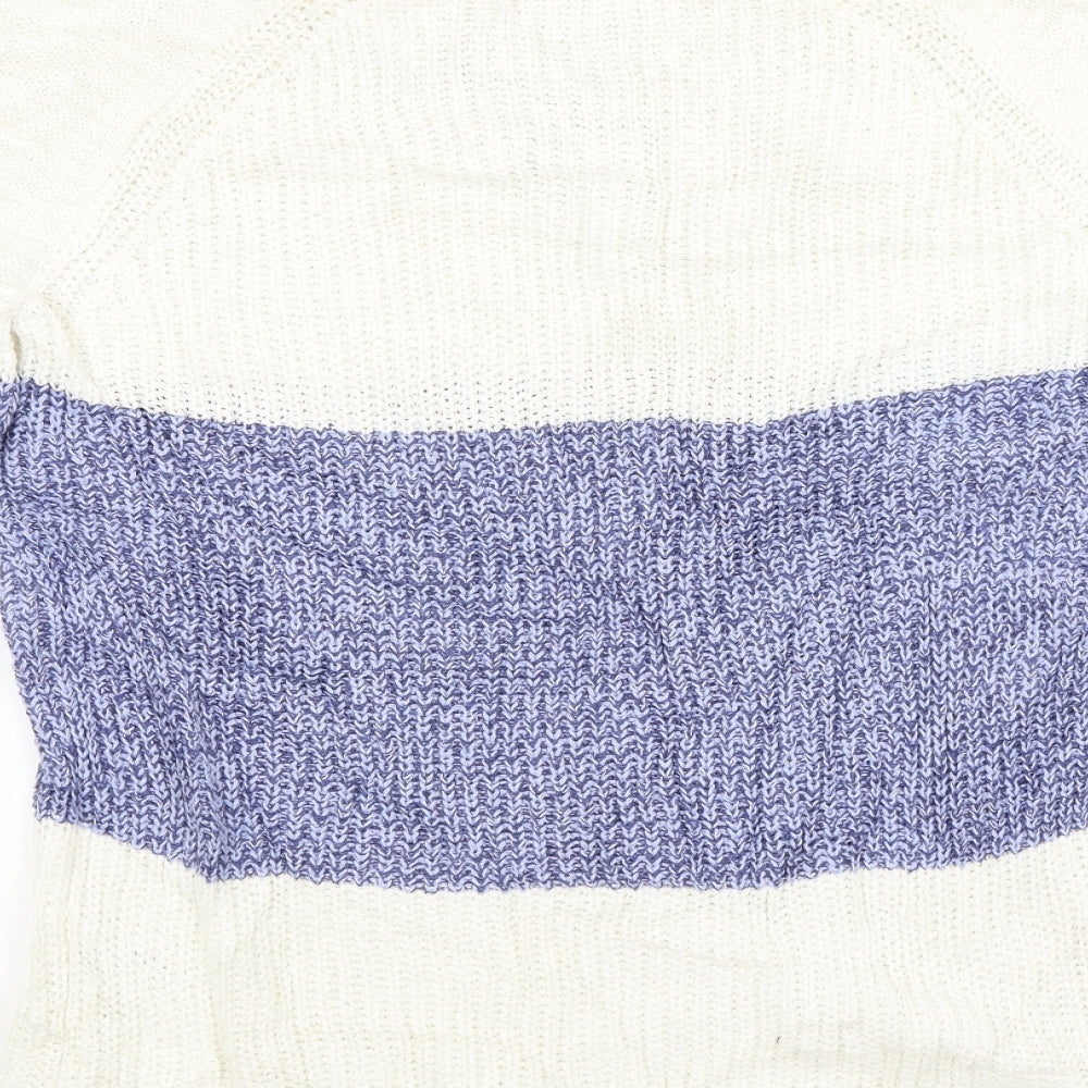 TU Womens White Striped  Pullover Jumper Size 14