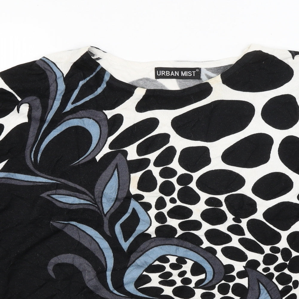 Urban Mist Womens Black Polka Dot  Basic T-Shirt Size L