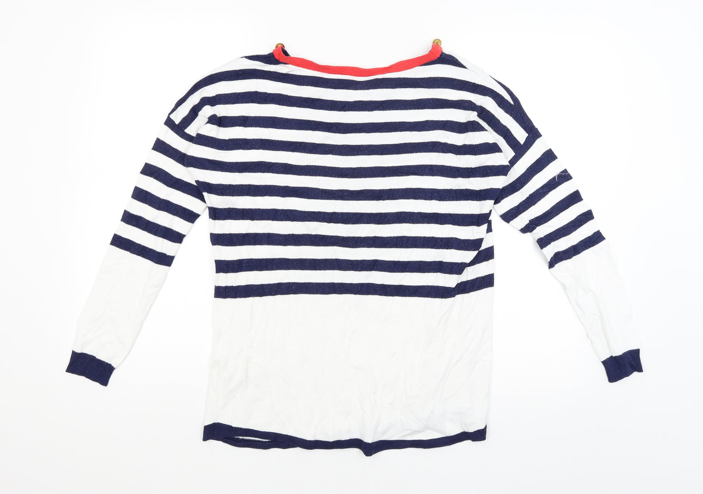 Oasis Womens White Striped  Basic T-Shirt Size S