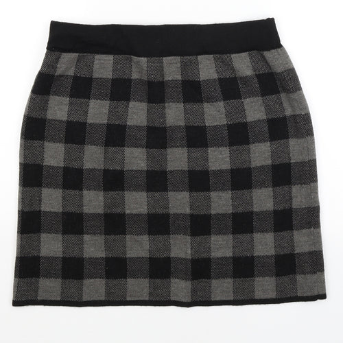 Adrienne Vittadinaq Womens Black Check  Straight & Pencil Skirt Size L