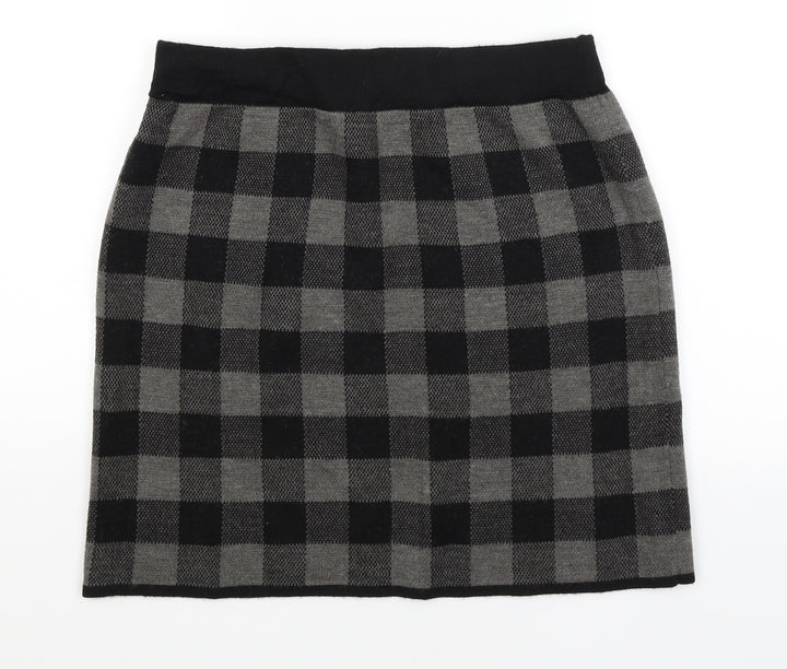 Adrienne Vittadinaq Womens Black Check Straight & Pencil Skirt Size L