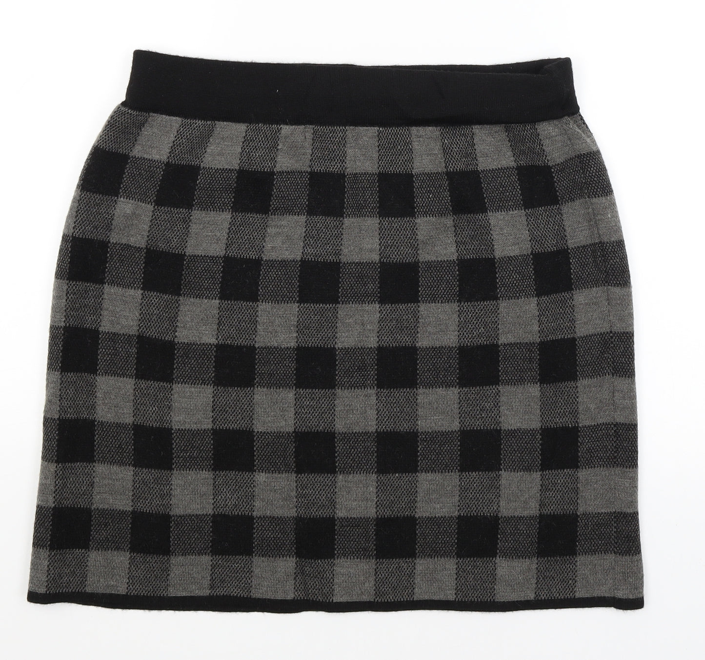 Adrienne Vittadinaq Womens Black Check  Straight & Pencil Skirt Size L