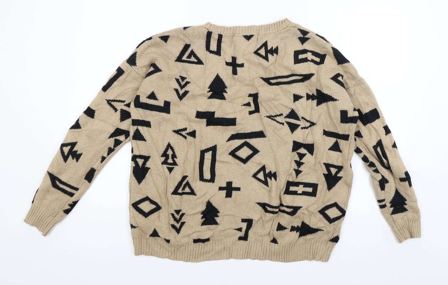 FOREVER 21 Womens Beige   Pullover Jumper Size M  - Symbols