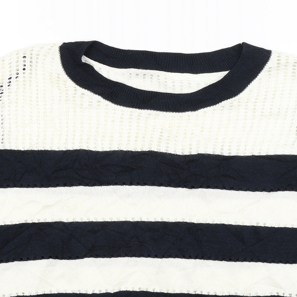 NEXT Womens White Striped  Pullover Jumper Size M