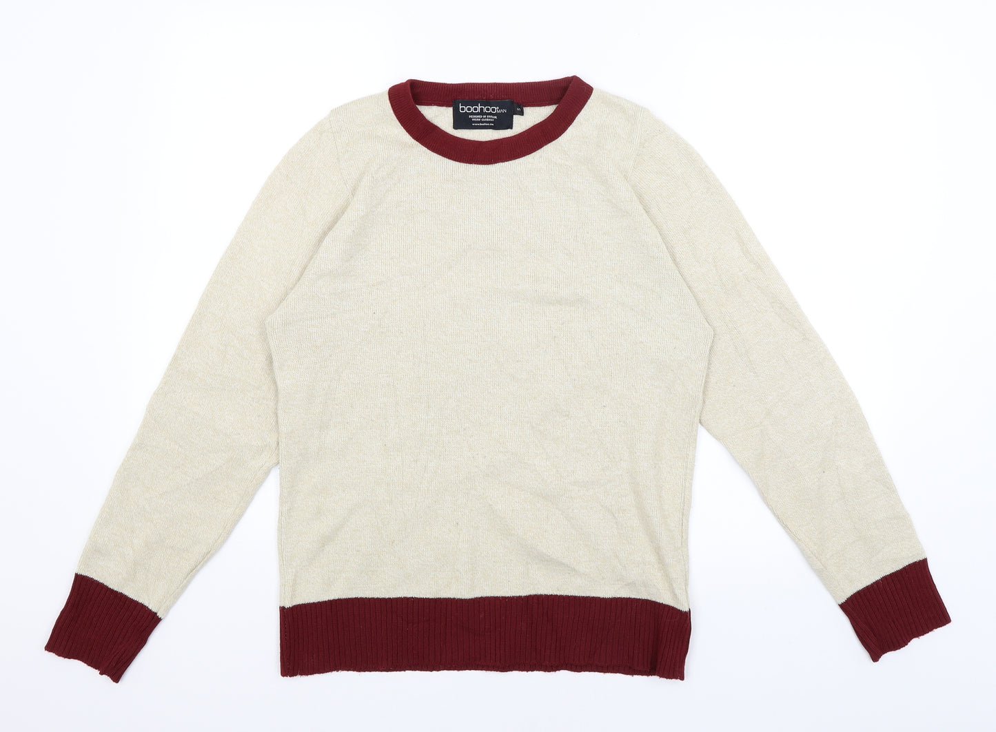 Boohoo Man Mens Beige   Pullover Jumper Size S