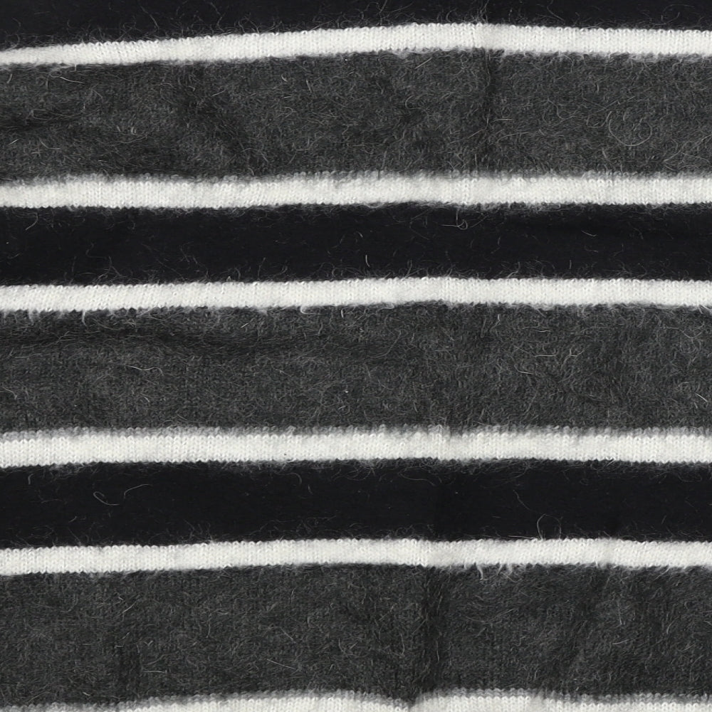 All Saints Mens Black Striped  Pullover Jumper Size S