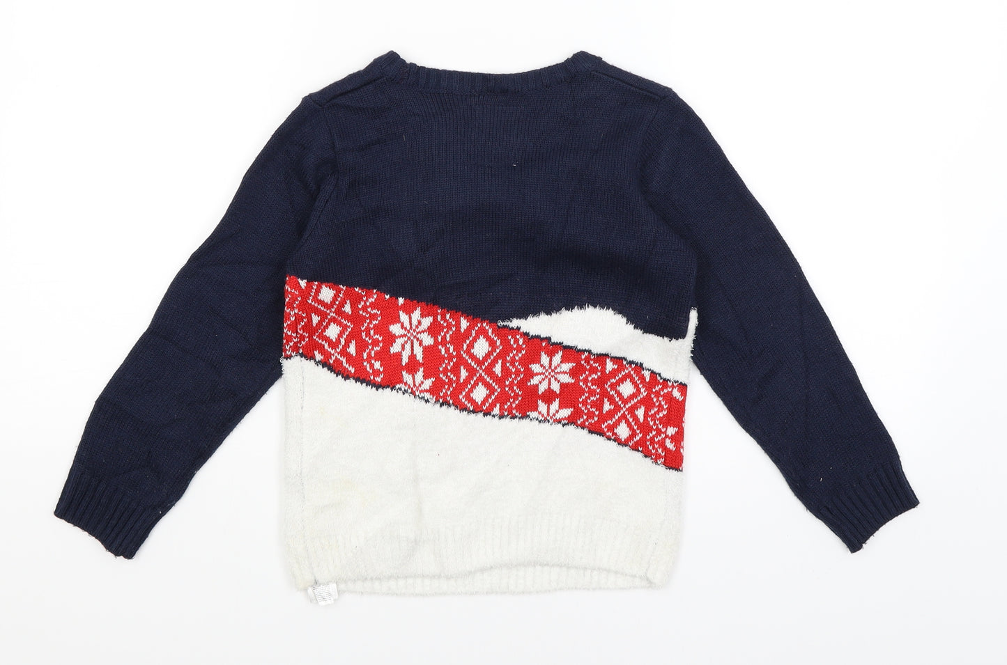 F&F Boys Blue   Pullover Jumper Size 6-7 Years  - Daschund christmas