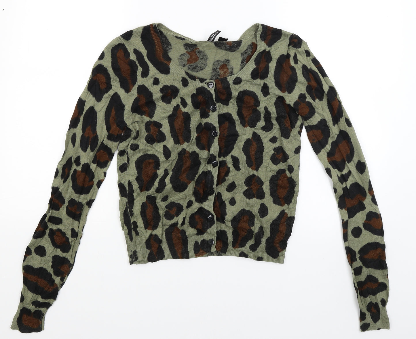 Divided Womens Green Animal Print  Cardigan Jumper Size 12
