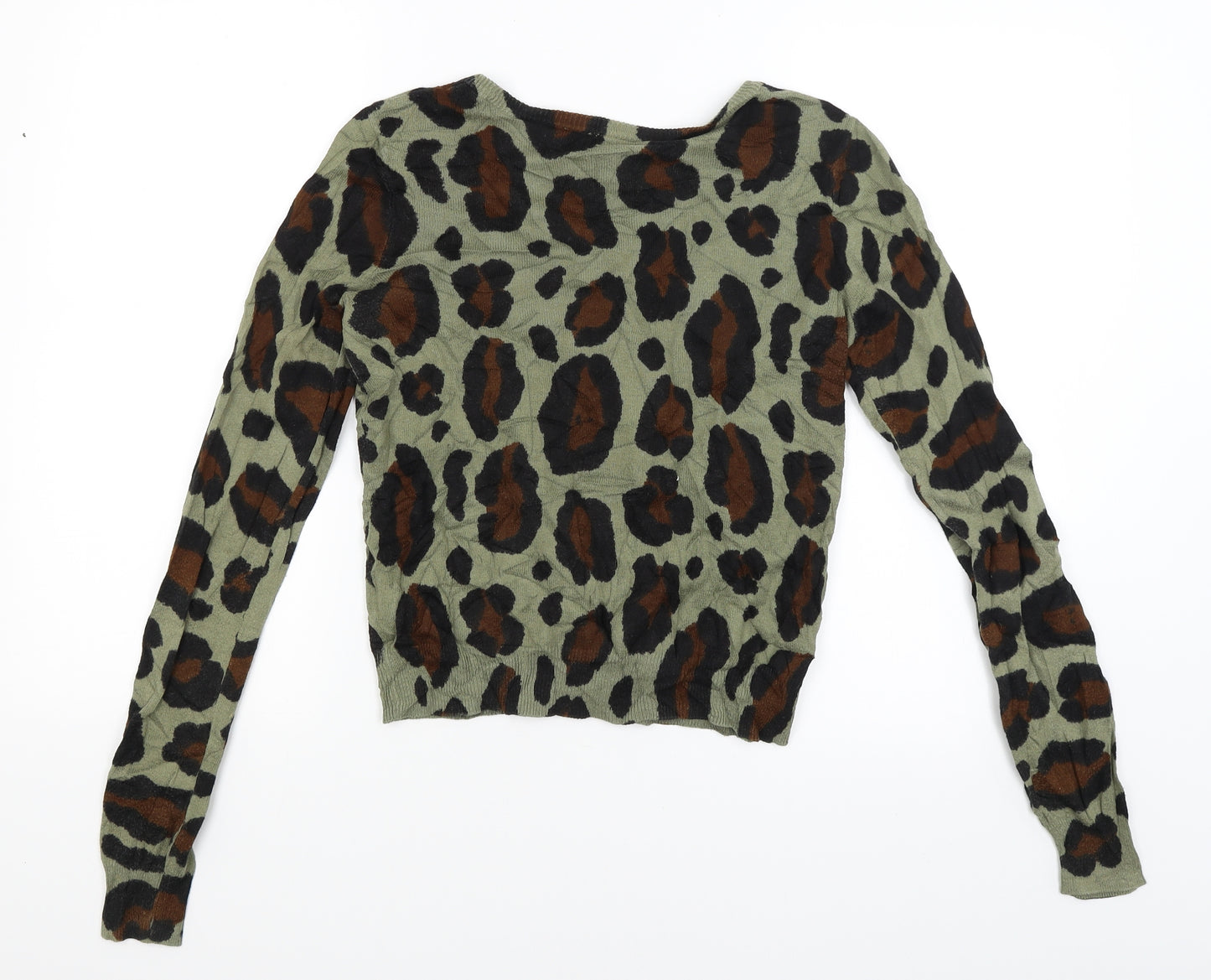 Divided Womens Green Animal Print  Cardigan Jumper Size 12