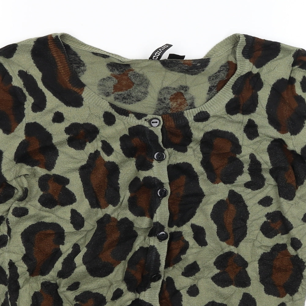 Divided Womens Green Animal Print  Cardigan Jumper Size 12