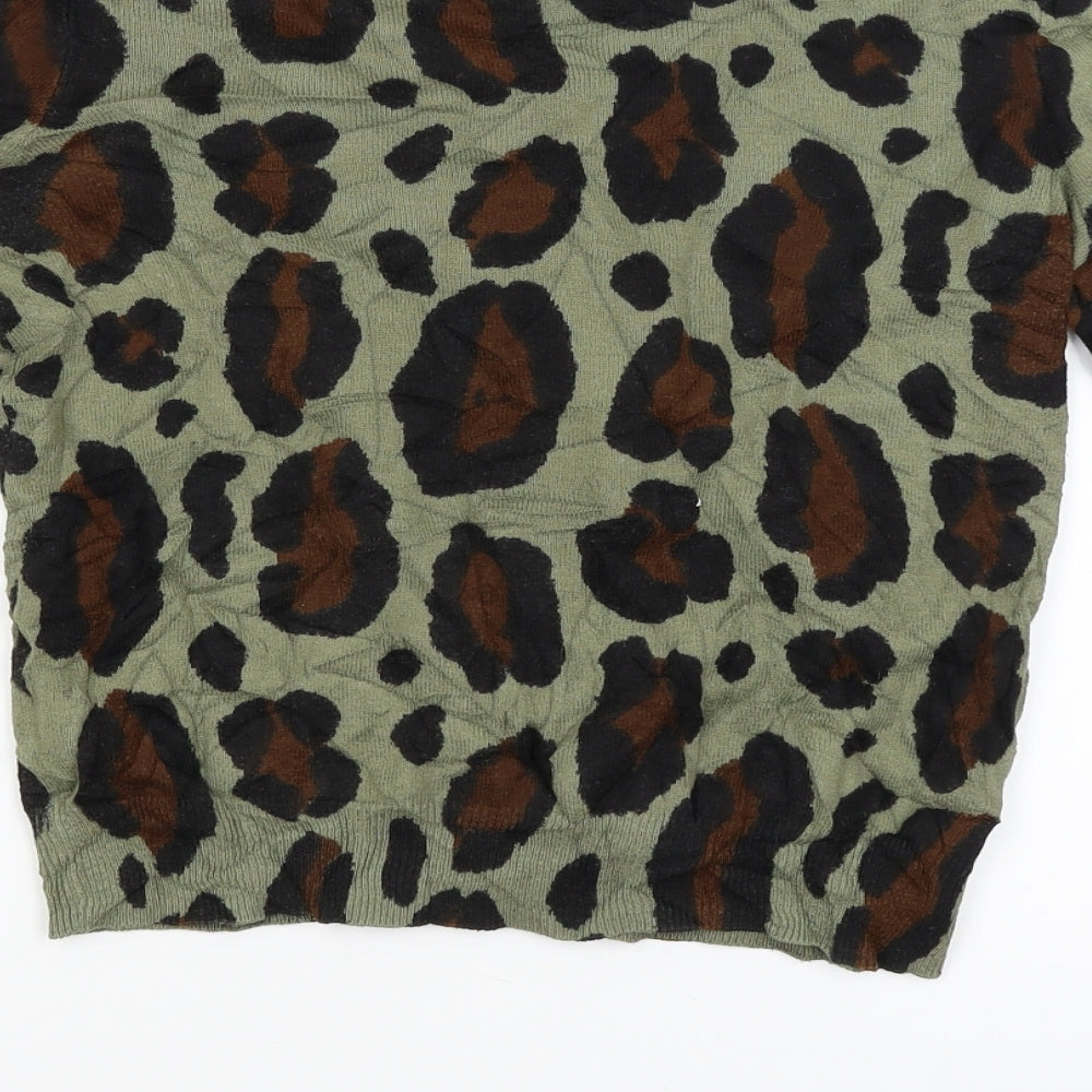 Divided Womens Green Animal Print  Cardigan Jumper Size 12