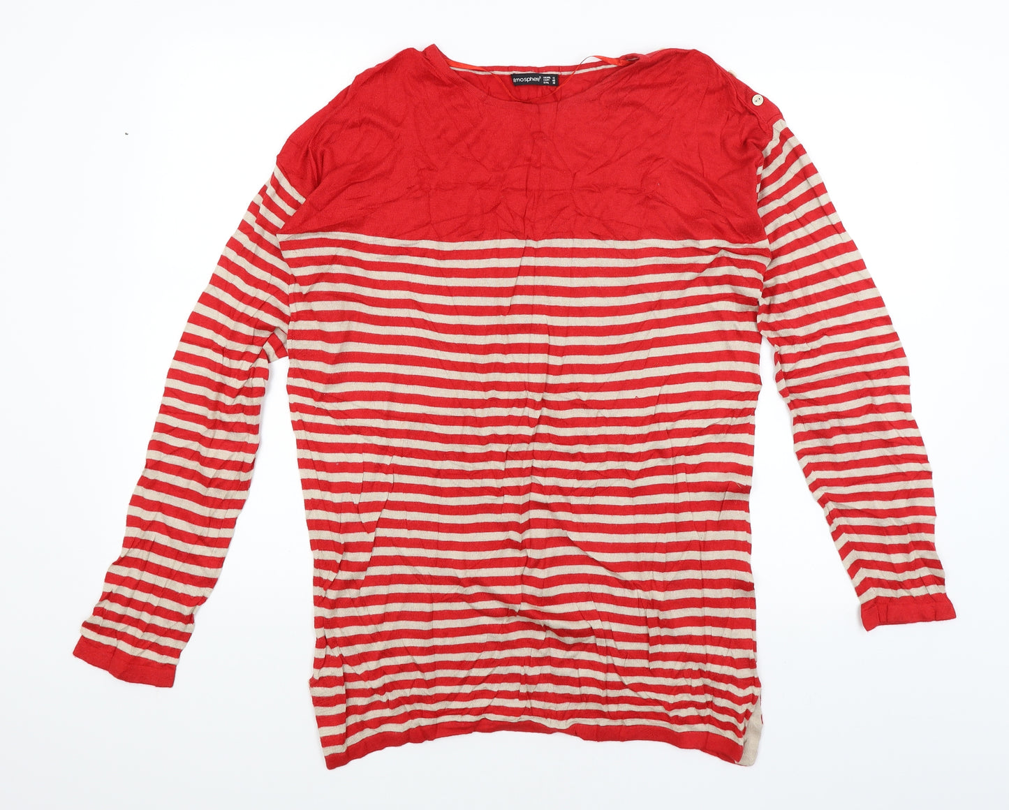 Atmosphere Womens Red Striped  Basic T-Shirt Size 12