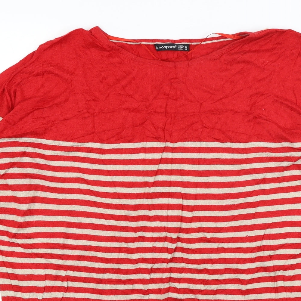 Atmosphere Womens Red Striped  Basic T-Shirt Size 12
