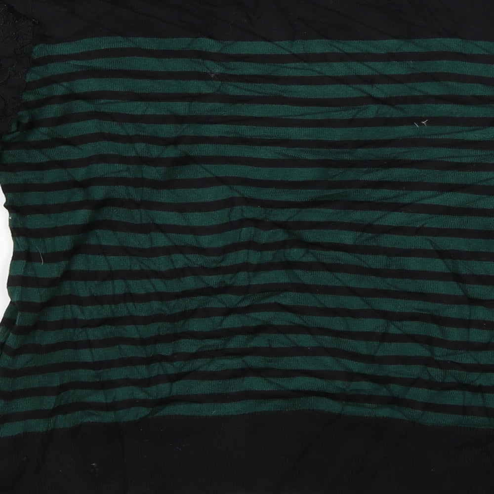 Warehouse Womens Green Striped  Pullover Jumper Size 12