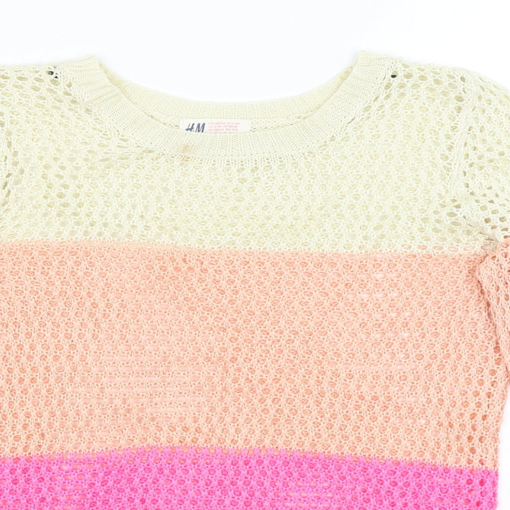 H&M Girls Pink   Pullover Jumper Size 13-14 Years