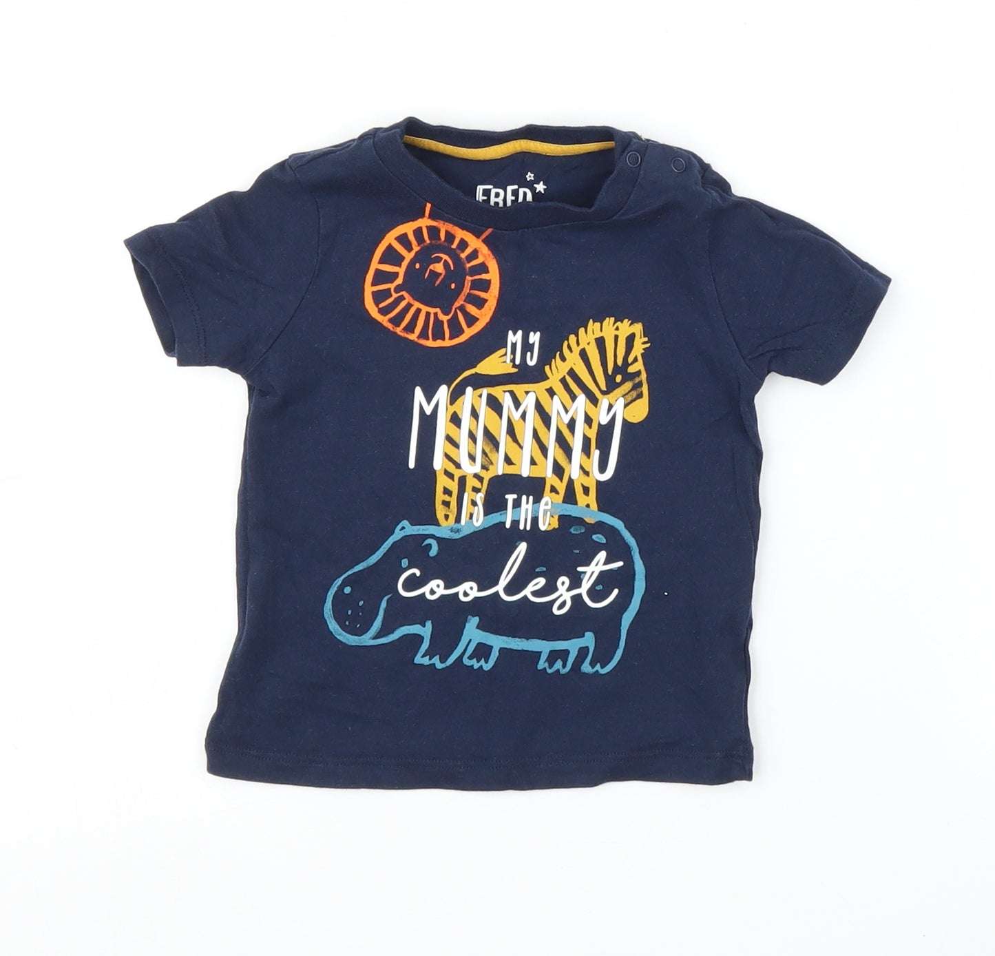 Fred & Flo Boys Blue   Basic T-Shirt Size 9-12 Months