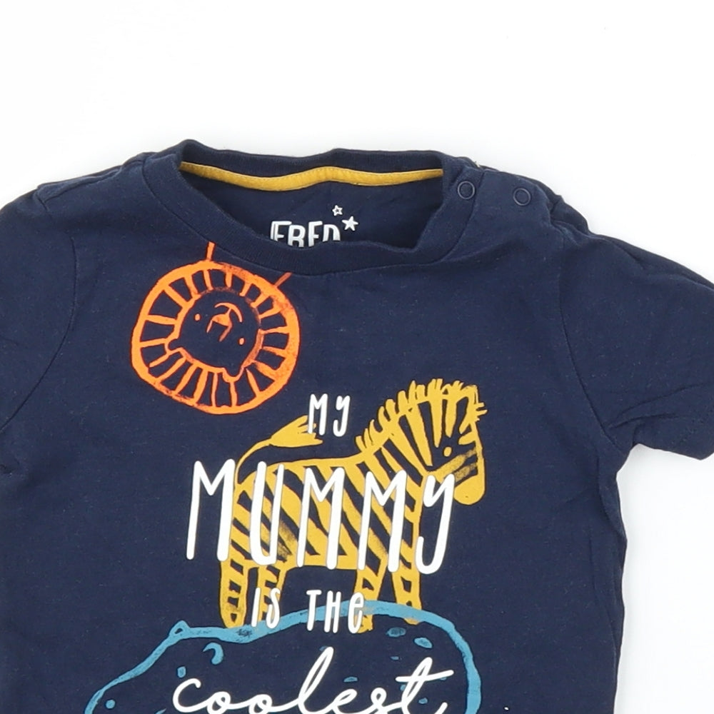 Fred & Flo Boys Blue   Basic T-Shirt Size 9-12 Months