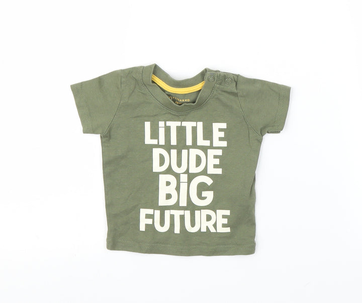 Primark Boys Green Basic T-Shirt Size 0-3 Months