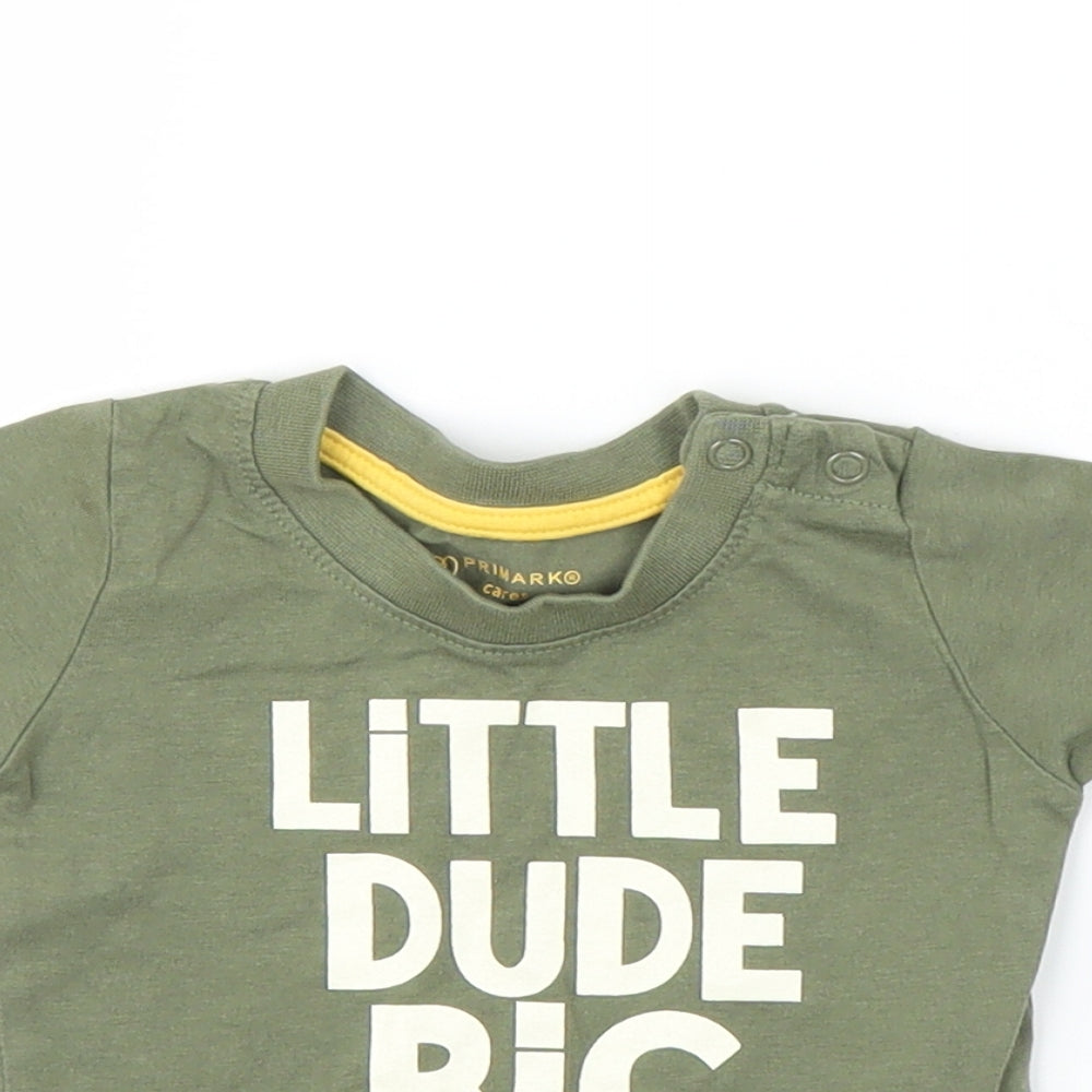 Primark Boys Green   Basic T-Shirt Size 0-3 Months