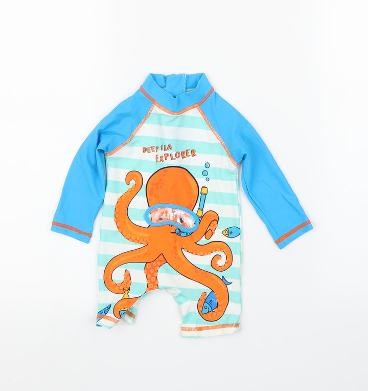 Matalan  Blue Animal Print  Babygrow One-Piece Size 3-6 Months  - Octopus, Swimwear