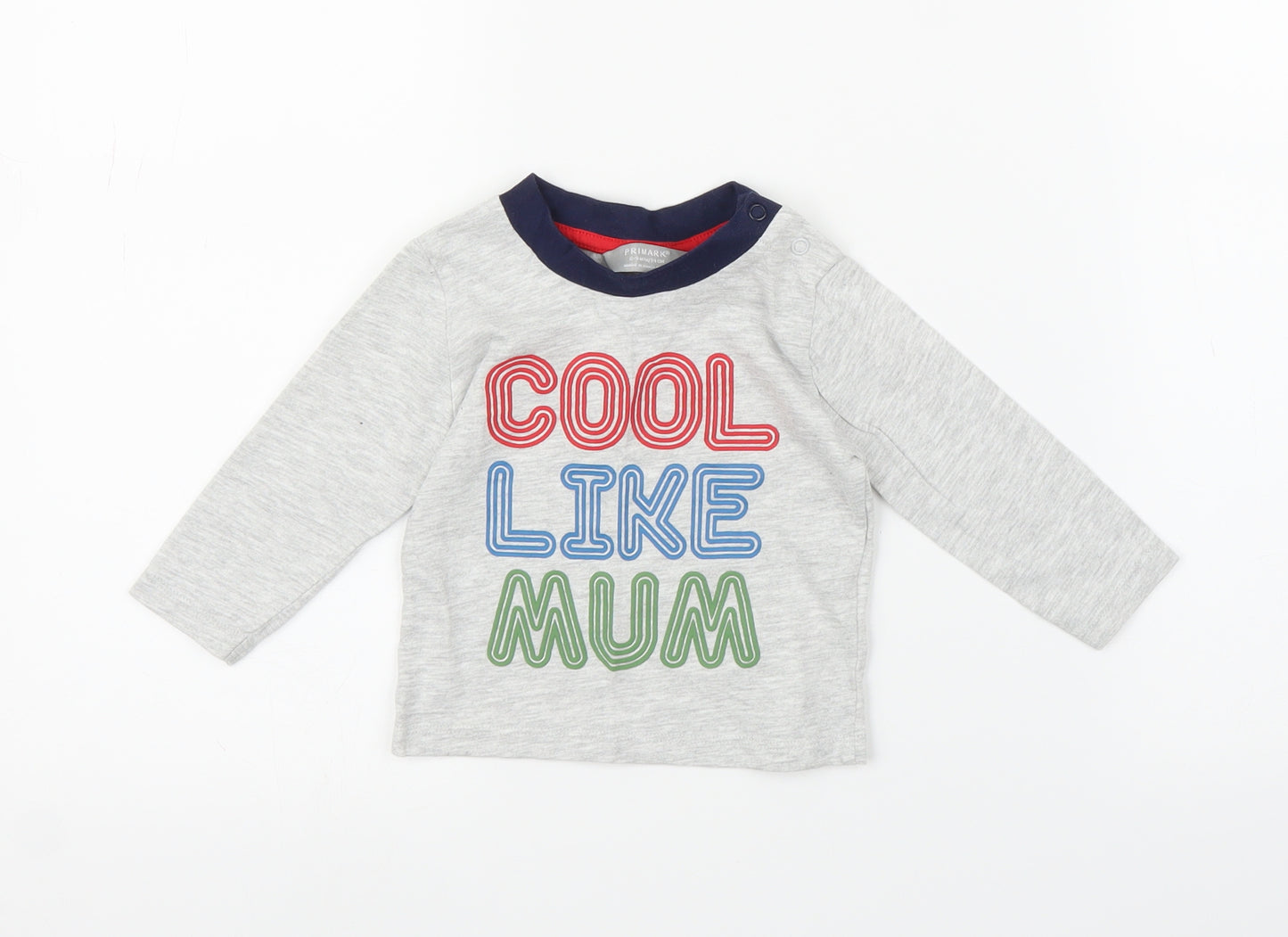 Primark Boys Grey   Basic T-Shirt Size 6-9 Months