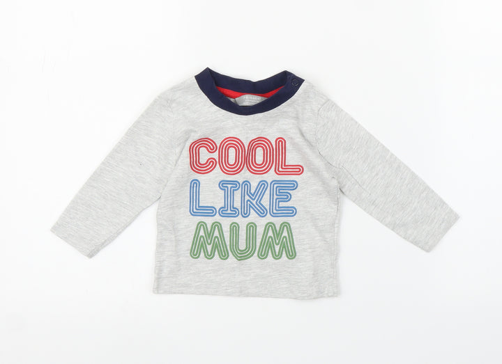 Primark Boys Grey   Basic T-Shirt Size 6-9 Months