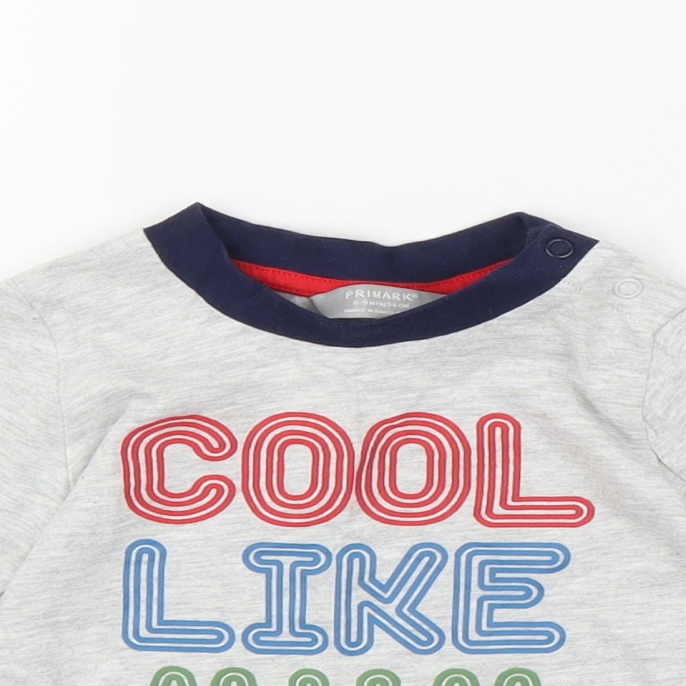 Primark Boys Grey   Basic T-Shirt Size 6-9 Months