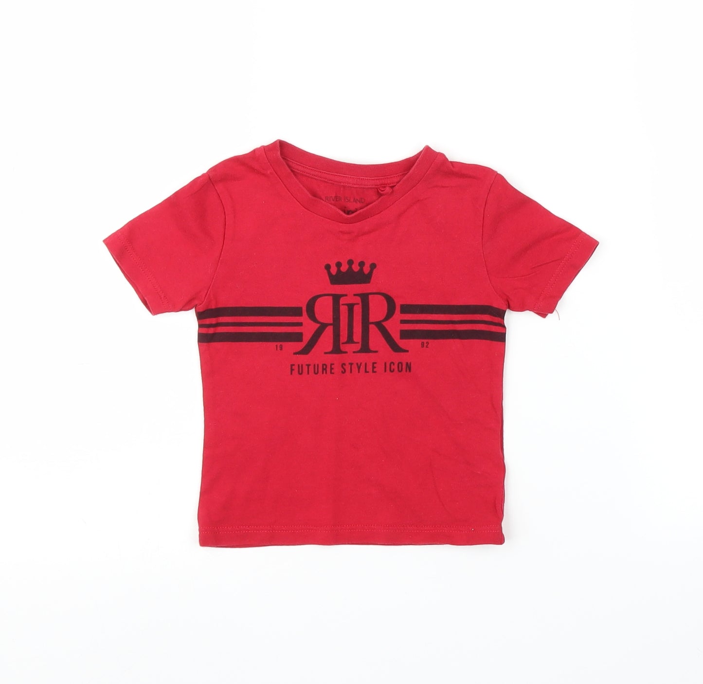 River Island Boys Red   Basic T-Shirt Size 6-9 Months
