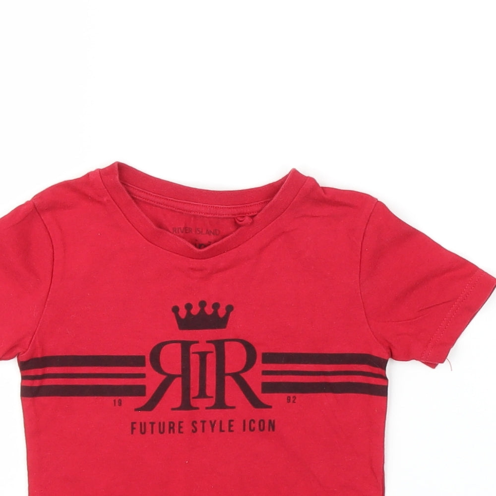 River Island Boys Red   Basic T-Shirt Size 6-9 Months