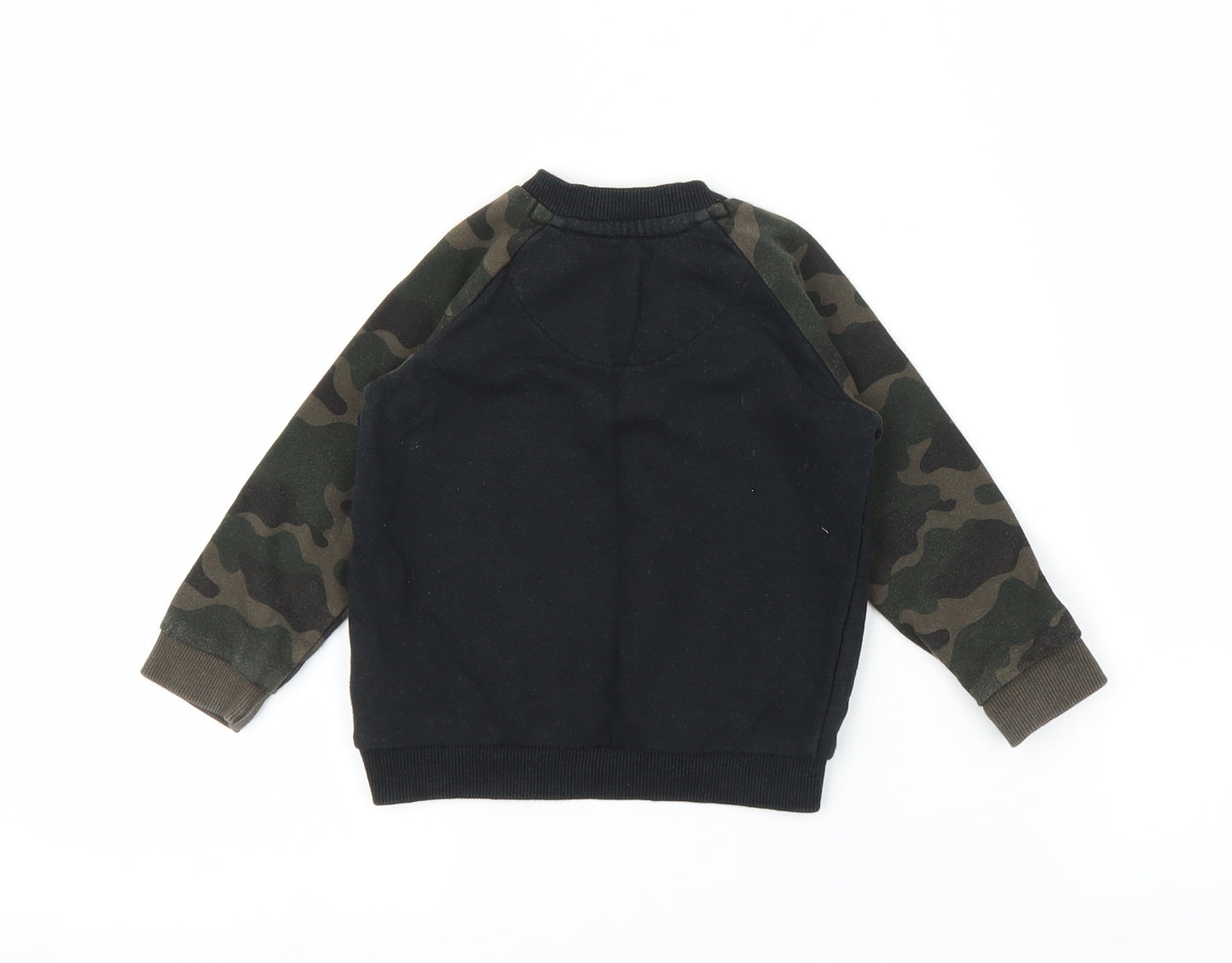 Fred & Flo Boys Black Camouflage  Pullover Jumper Size 6-9 Months