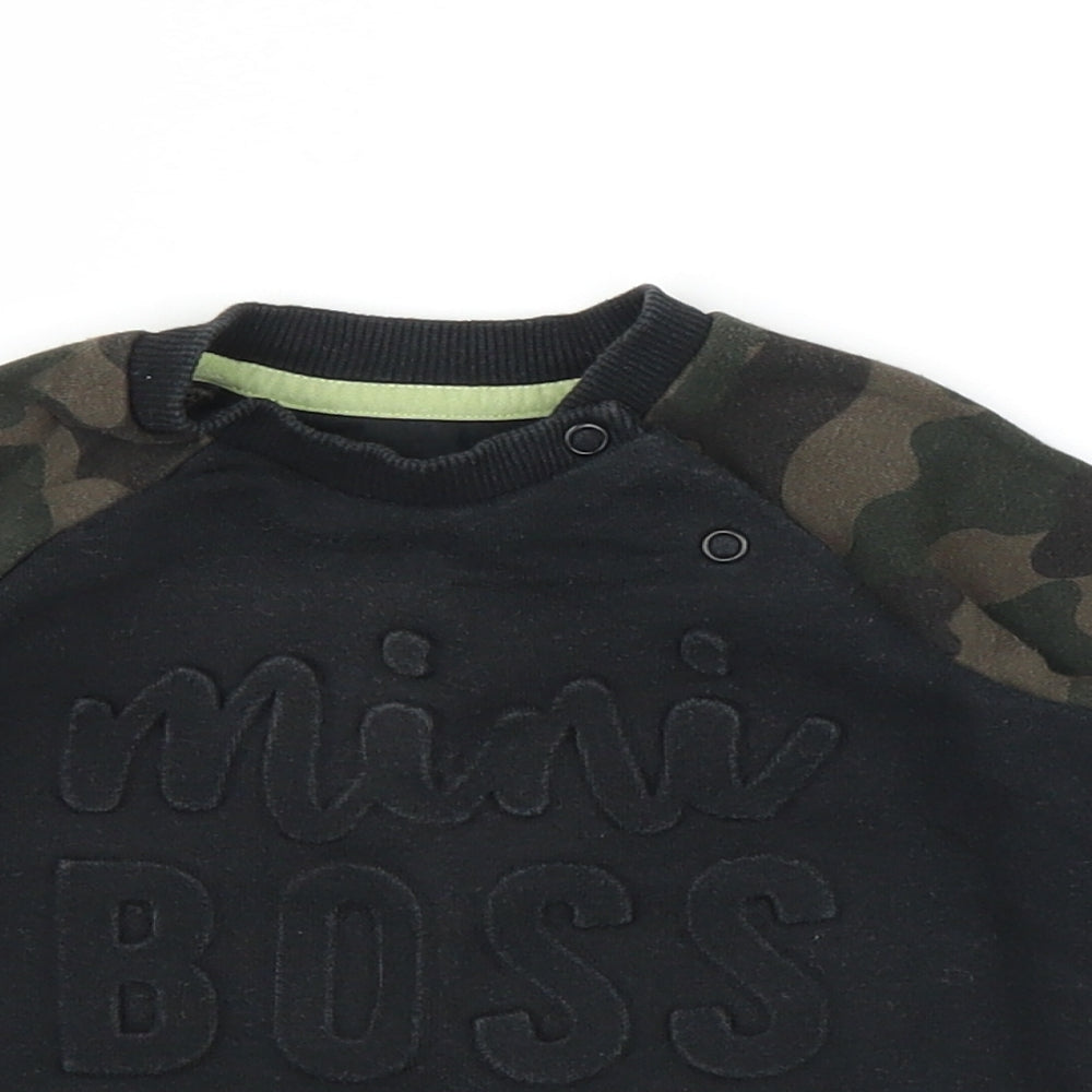 Fred & Flo Boys Black Camouflage  Pullover Jumper Size 6-9 Months