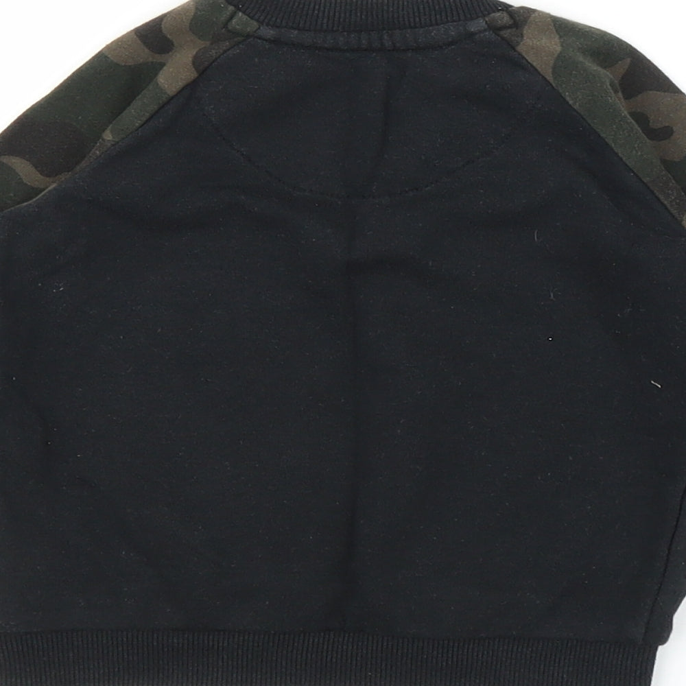 Fred & Flo Boys Black Camouflage  Pullover Jumper Size 6-9 Months