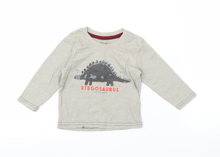 Primark Boys Grey Basic T-Shirt Size 6-9 Months - Dinosaur