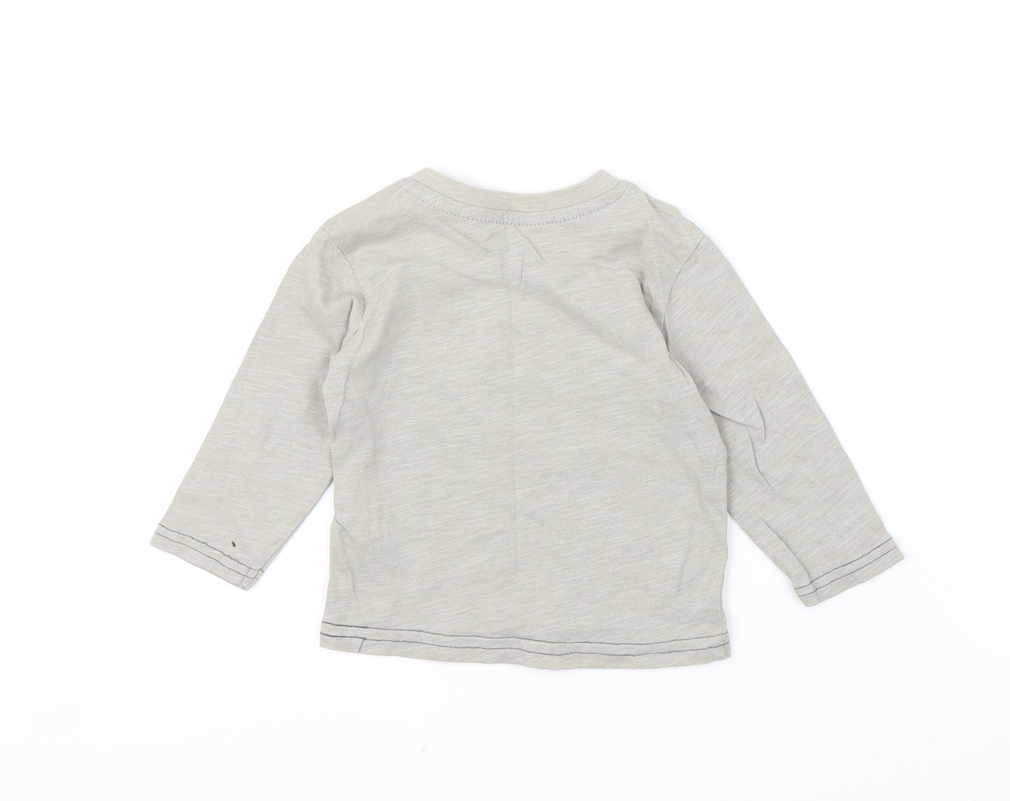 Primark Boys Grey   Basic T-Shirt Size 6-9 Months  - Dinosaur