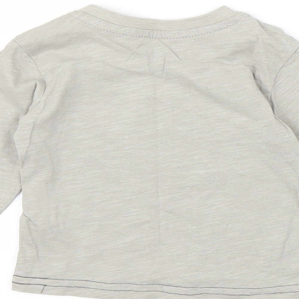 Primark Boys Grey   Basic T-Shirt Size 6-9 Months  - Dinosaur