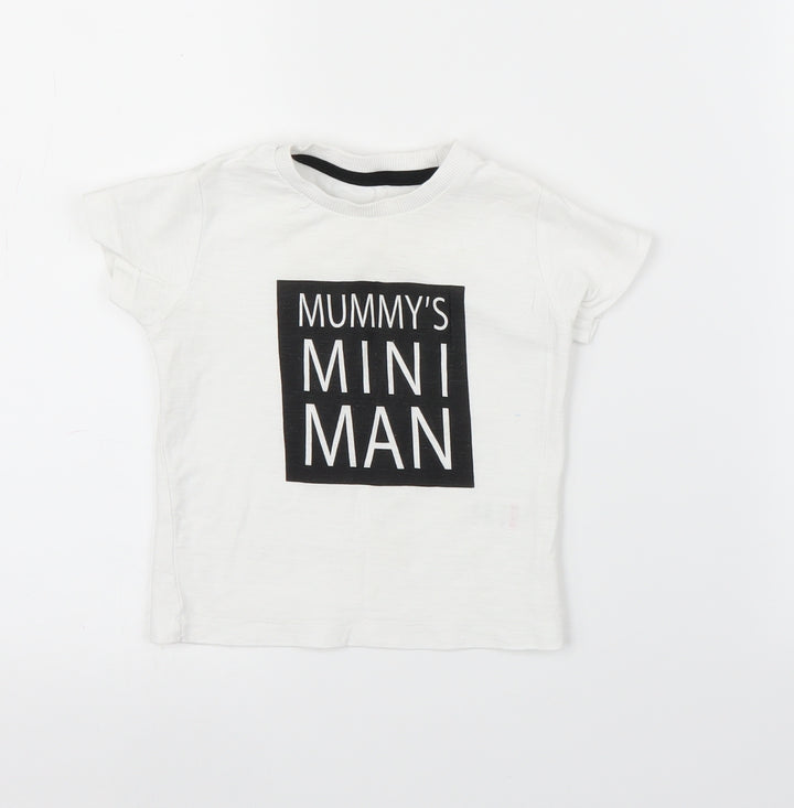 Matalan Boys White   Basic T-Shirt Size 9-12 Months