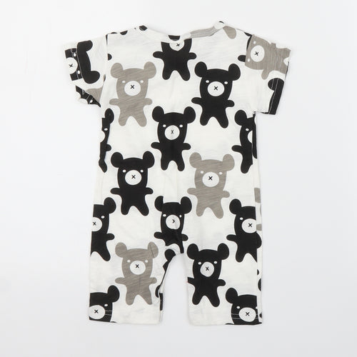 Kid's Tales Baby White Animal Print  Babygrow One-Piece Size 6-9 Months  - Teddy Bear