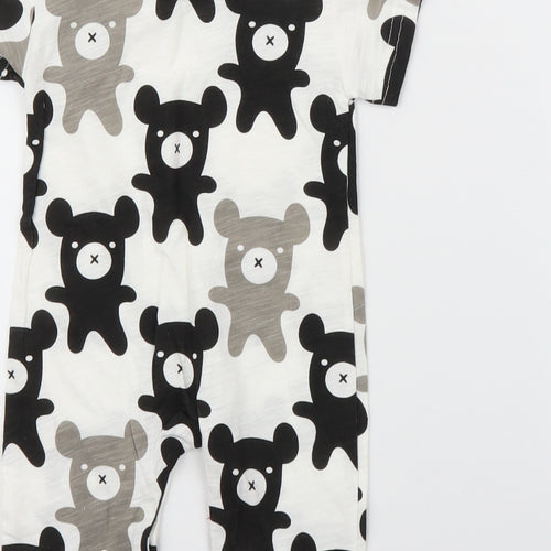 Kid's Tales Baby White Animal Print  Babygrow One-Piece Size 6-9 Months  - Teddy Bear