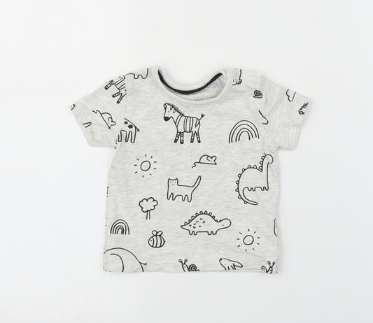 Front view of George boys’ grey basic t-shirt, size 0-3, months