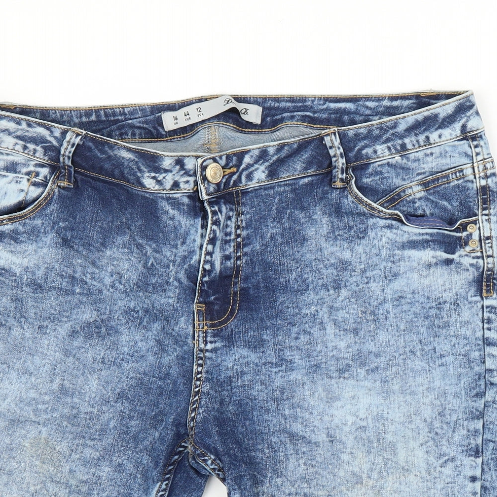 Primark Womens Blue  Denim Boyfriend Shorts Size 16