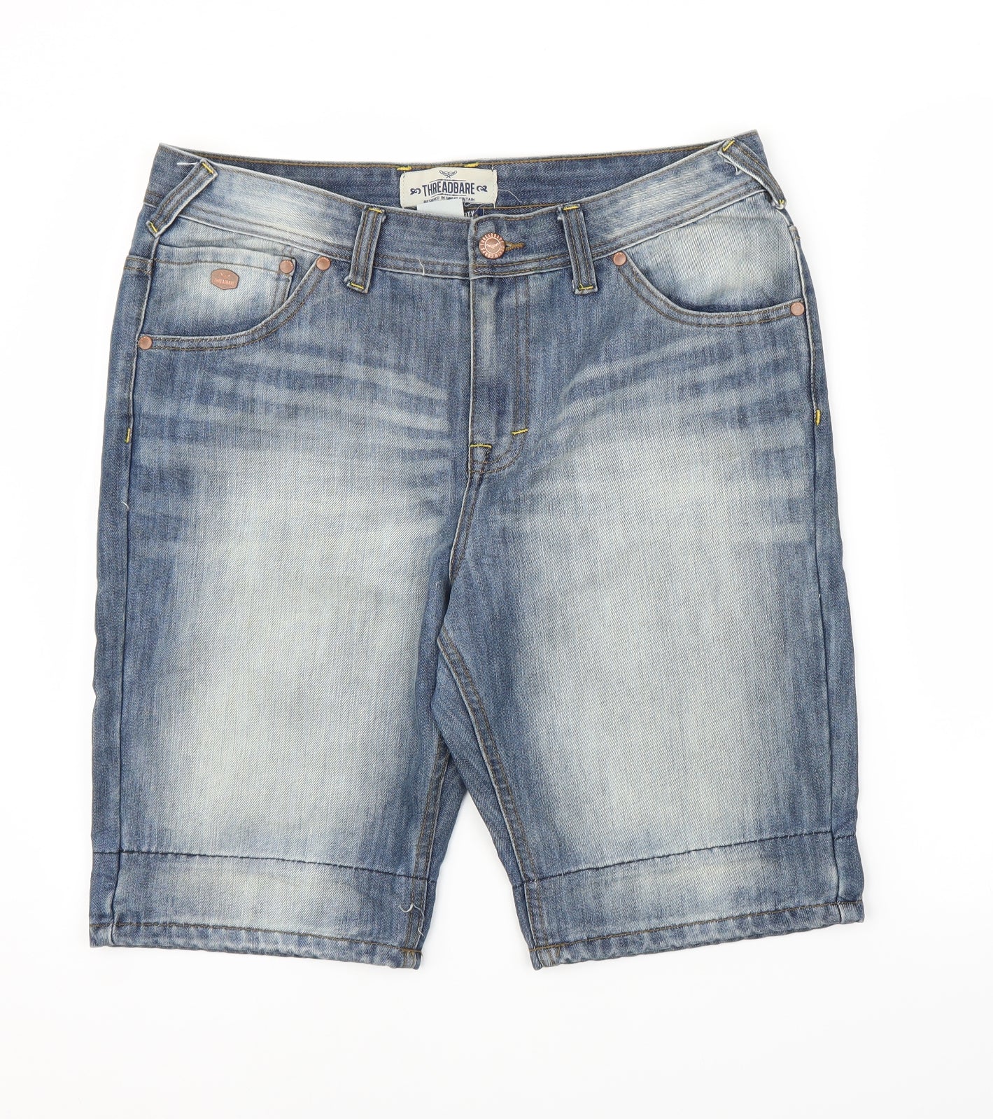 Threadbare Mens Blue  Denim Cropped Jeans Size 34 in  - Shorts